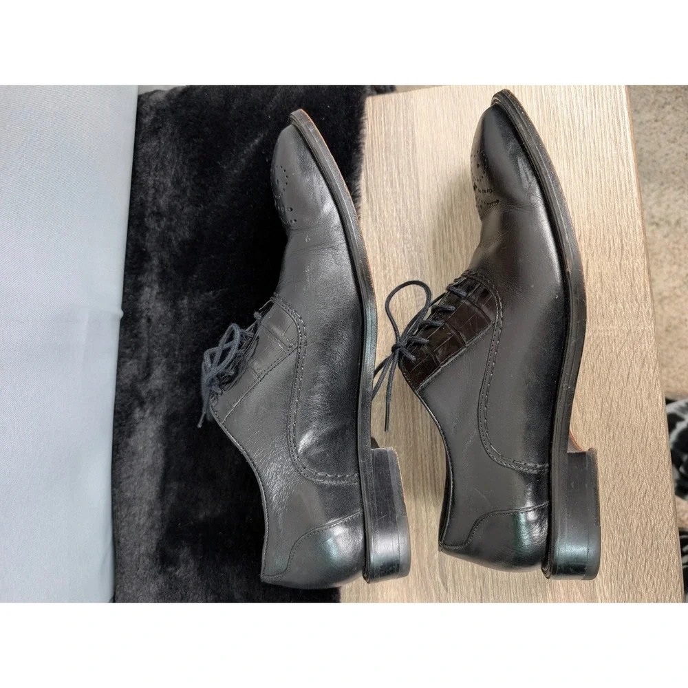Studio Belvedere Oxford‎ Shoes Mens 8 Black Alligator